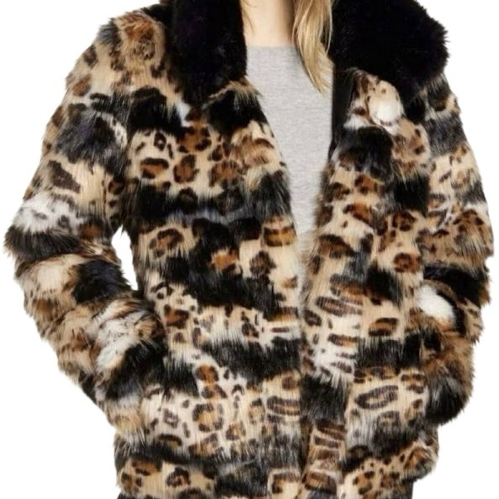 Sam Edelman Faux Fur Coat (Leopard Print) Small (Petite)